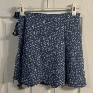 Brandy Melville Floral Blue Wrap Skirt